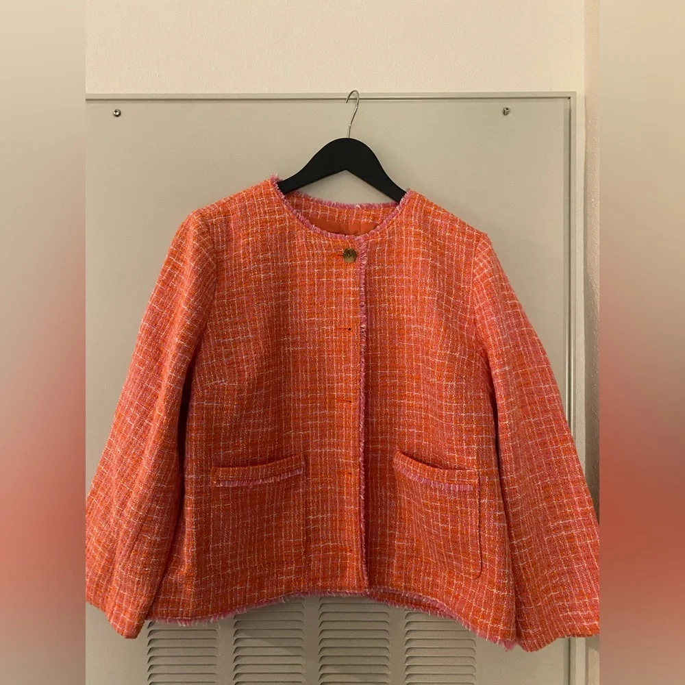 J Jill Dahlia Tweed Jacket in Clementine - Picture 2 of 7